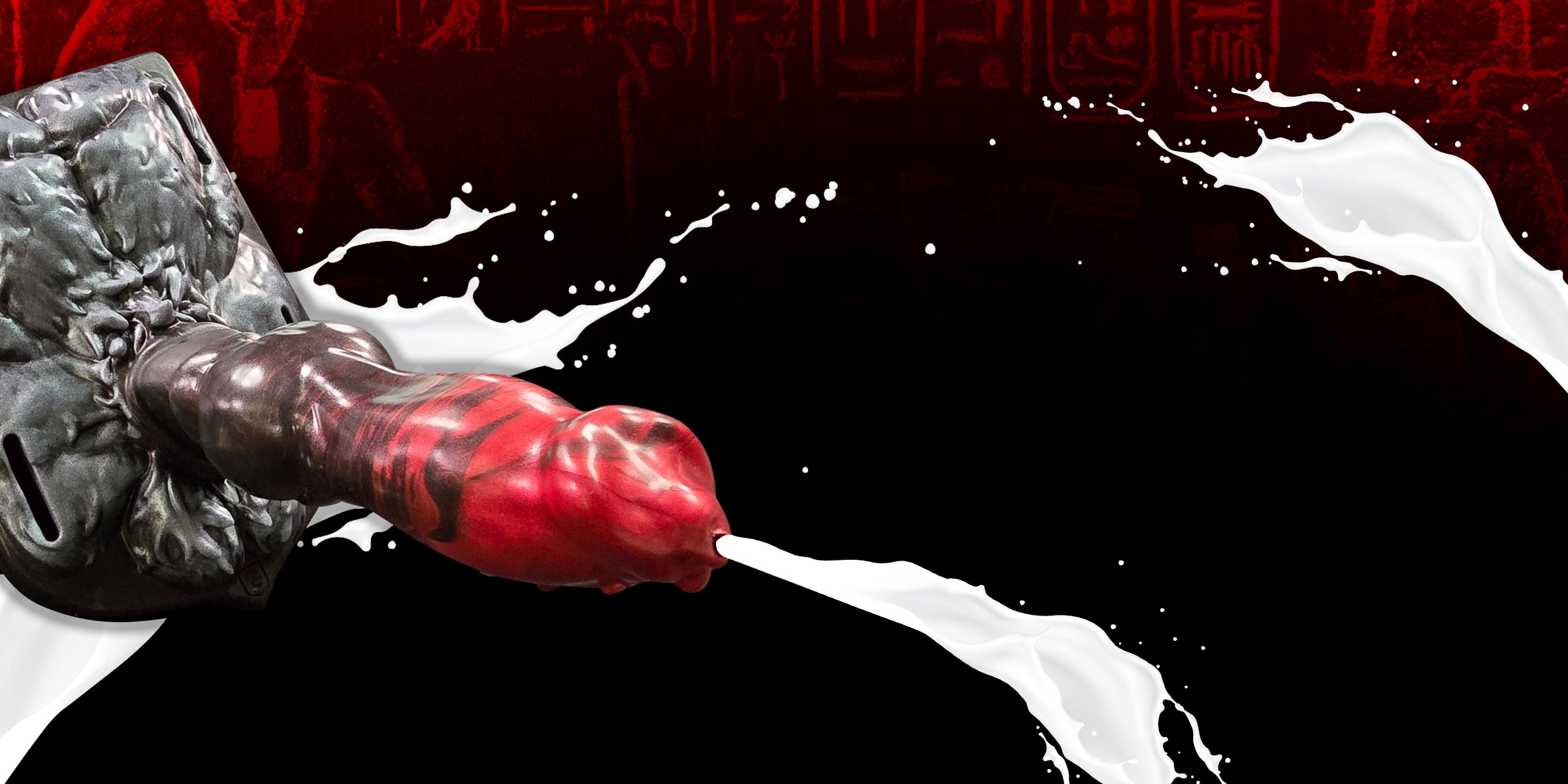 Cum Tube Fantasy grinder in red and silver with red background