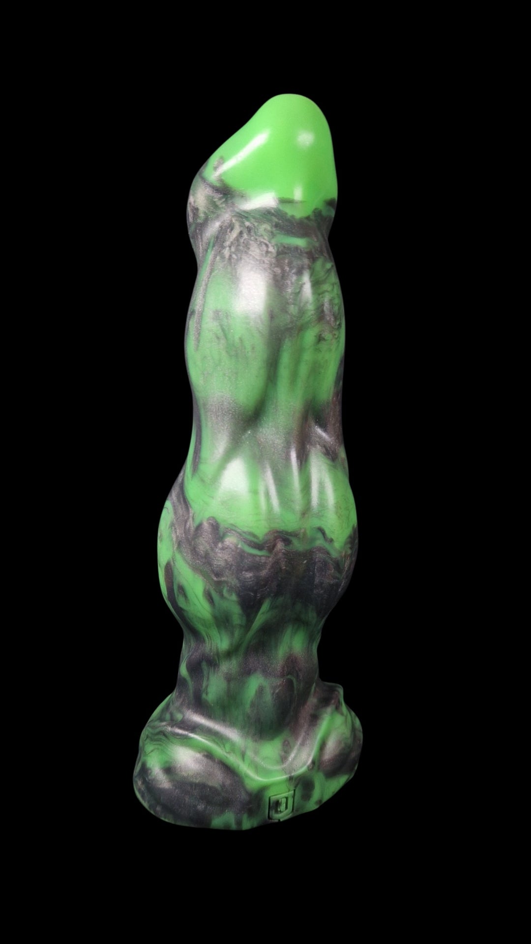 OR31  - Lycan Dildo - Soft Firmness - Size Medium 8" -  Colour Marble Green UV & Black Star