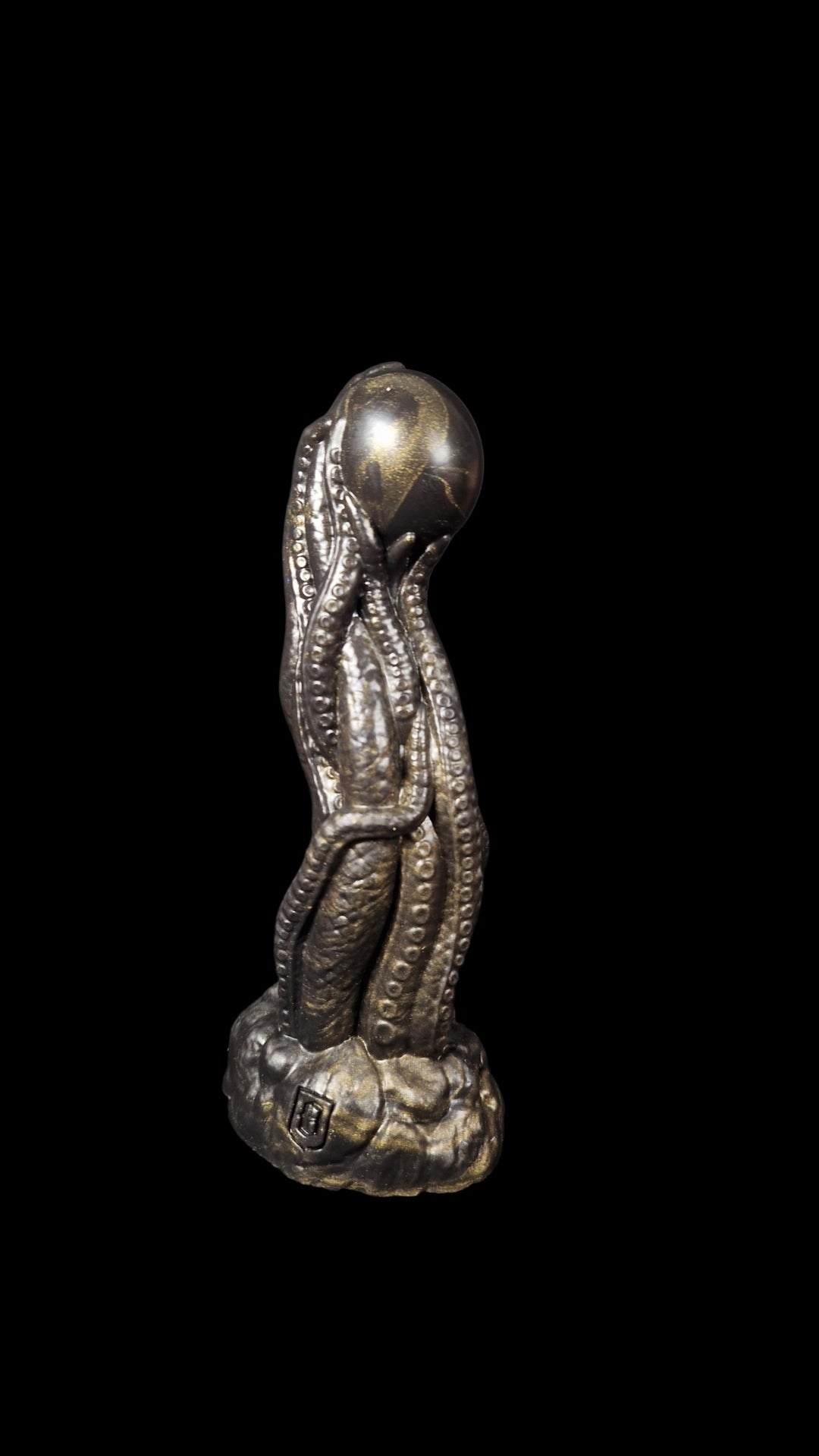 OR32  - Tenox Dildo - Extra Soft Firmness - Size X-Small 5" -  Colour Black Raven & Gold