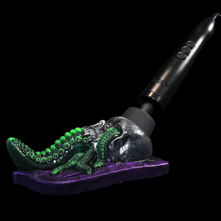 wand grinder with green tentacle and skull