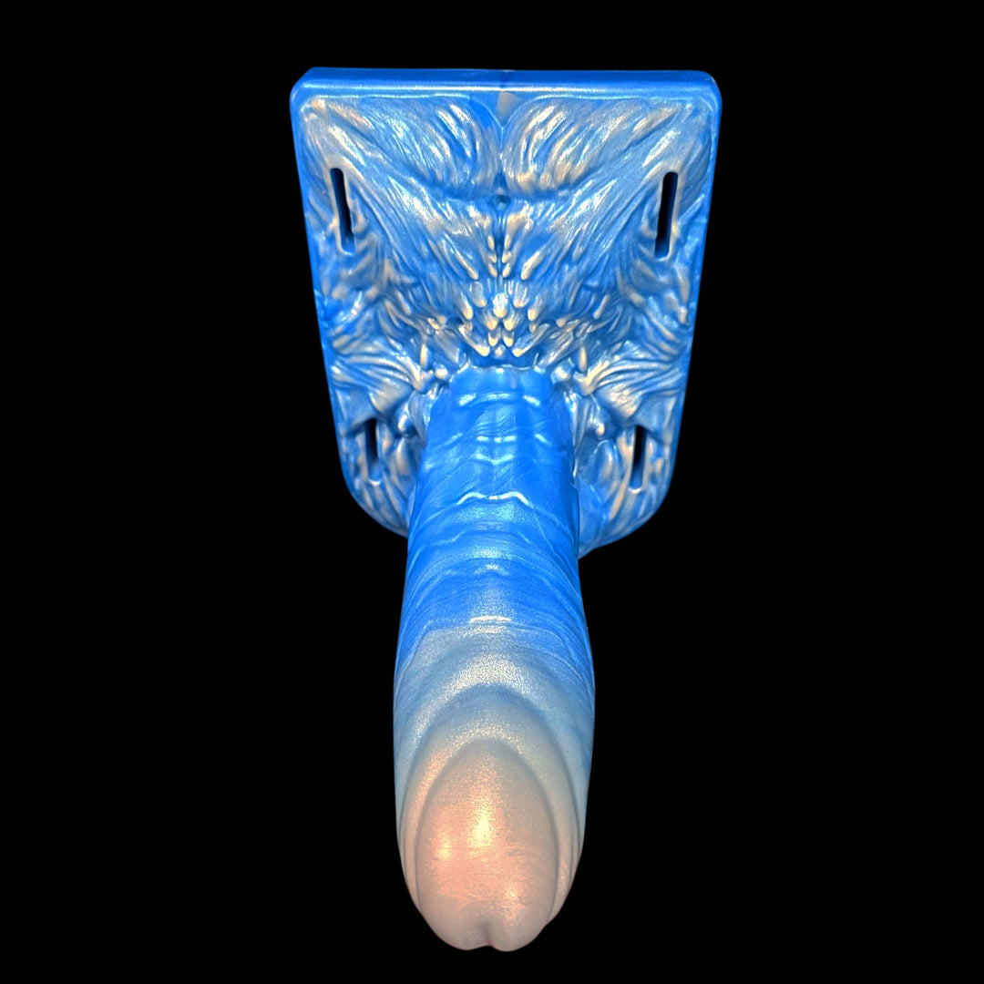 Furry torso dildo in blue and white