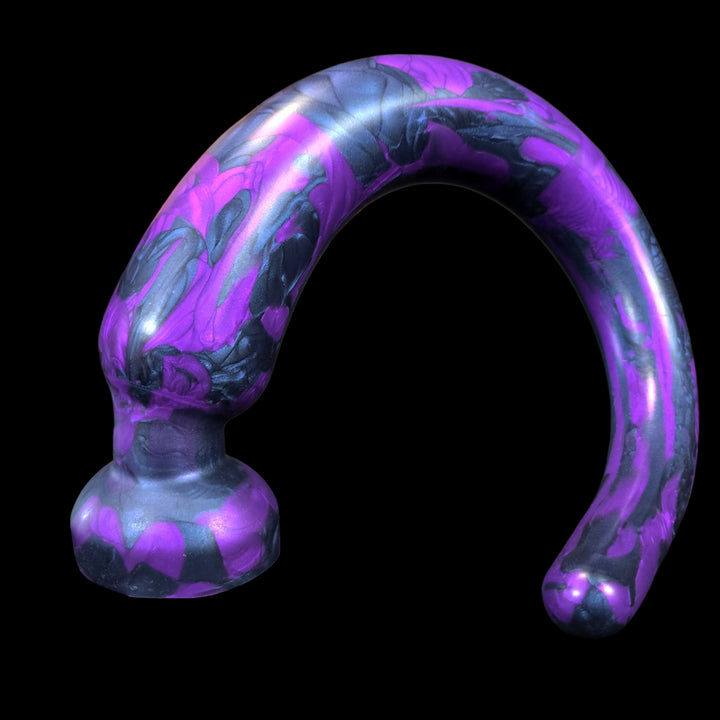 Purple and gray curved object on a black background