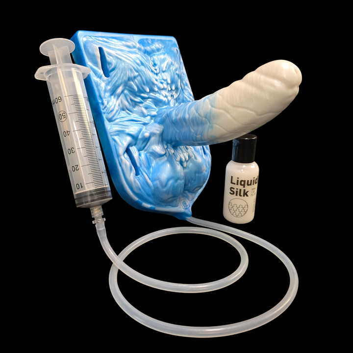 Cum Tube ejaculating yeti grinder with liquid silk lube
