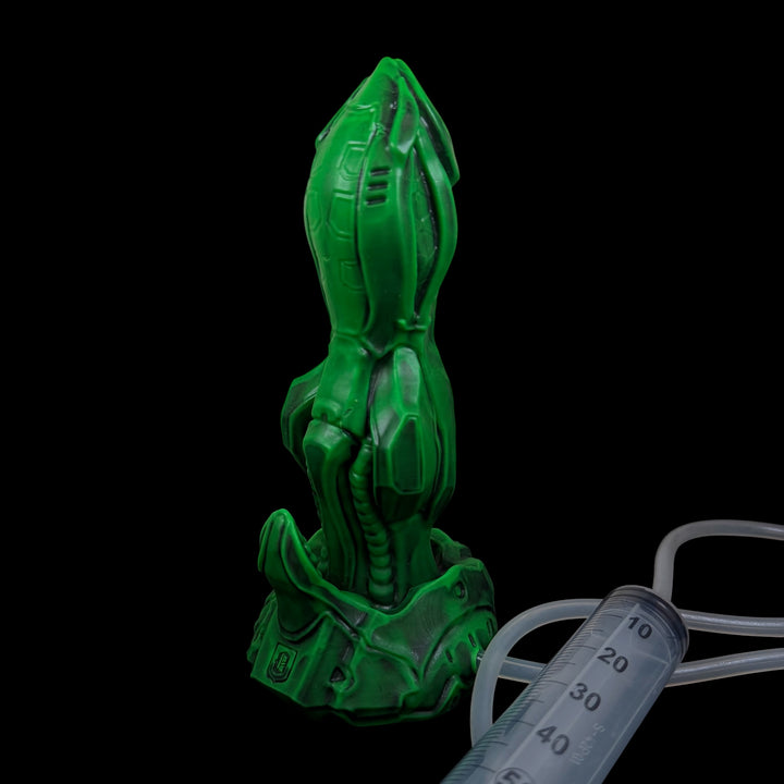 OD109 - Ejaculating Sentinel Dildo - Small 6.5" - Soft Firmness  - Colour Toxic Green & Odyssey Black Highlight