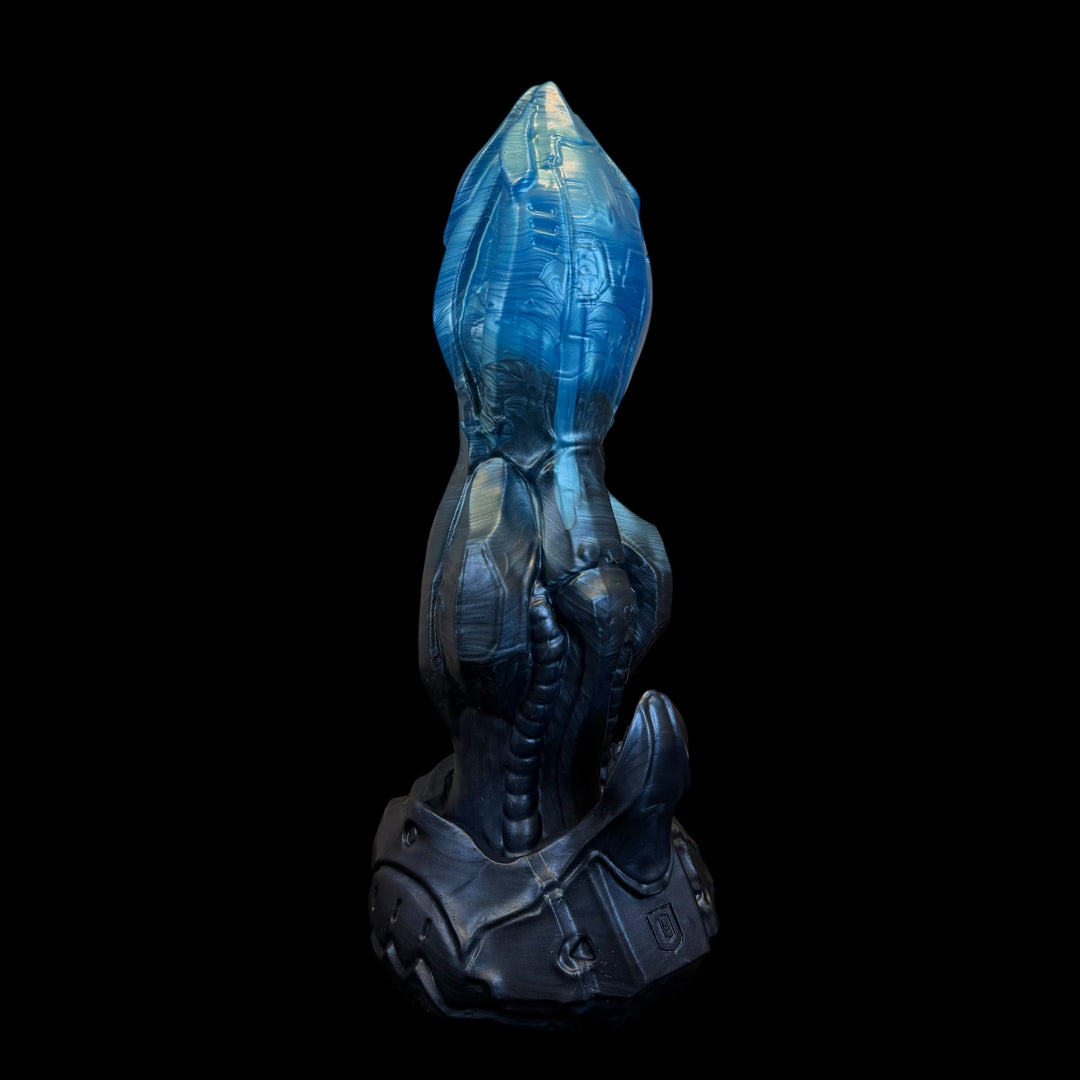 OD127 - Sentinel Dildo - Size 10.5" - Soft Firmness - Vac U Lock Base - Colour Reefs Water & Squid Ink Fade