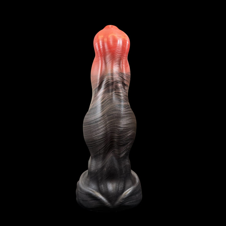 OD185 - Lycan Dildo - Size Medium 8" - Vac U Lock Base - Extra Soft Firmness  - Colour Dragons Fire & Odyssey Black Fade