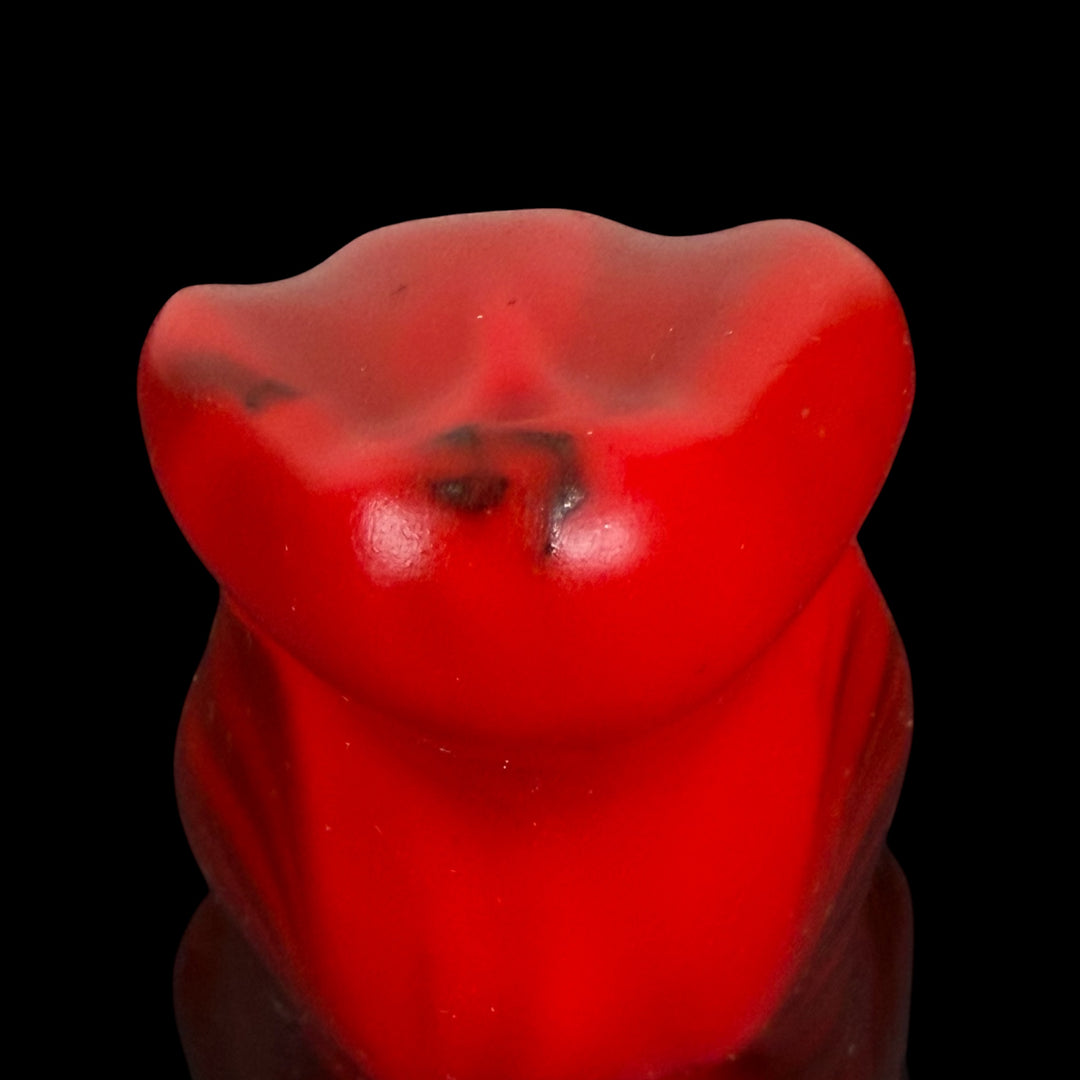 OD190 - Lycan Dildo - Size Small 6.5" - Squishy Soft Firmness - Vibrating Base - Colour Devil Red & Lycan Fur Fade