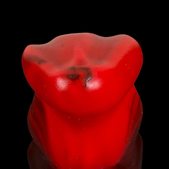 OD190 - Lycan Dildo - Size Small 6.5" - Squishy Soft Firmness - Vibrating Base - Colour Devil Red & Lycan Fur Fade