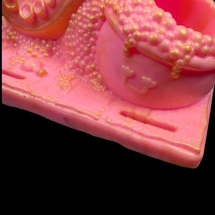 OD195 - Ejaculating Witch's Cauldron II Wand Grinder - Soft Firmness  - Colour Pastel Rose & Gold Highlight