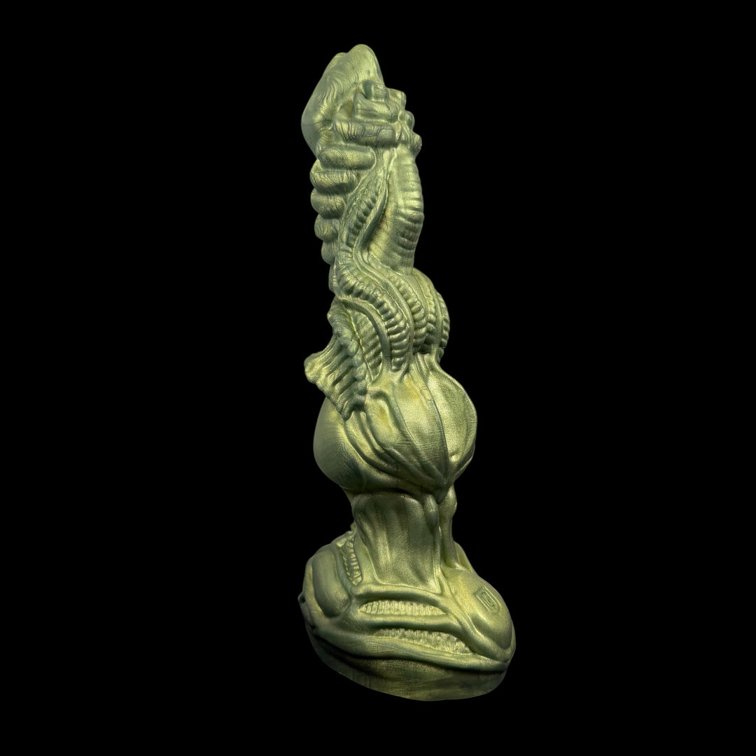 OD205 - Xenomorph Dildo - Size Medium 8" -  Extra Soft Firmness - Vibrating Base - Colour Green