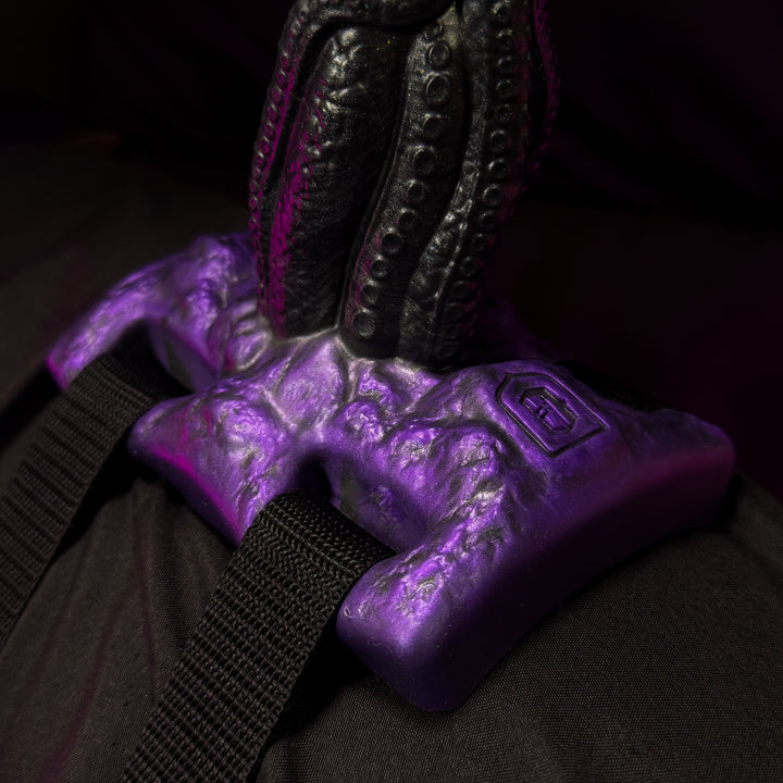 Odyssey Toys Logo on a strap down rideable dildo base