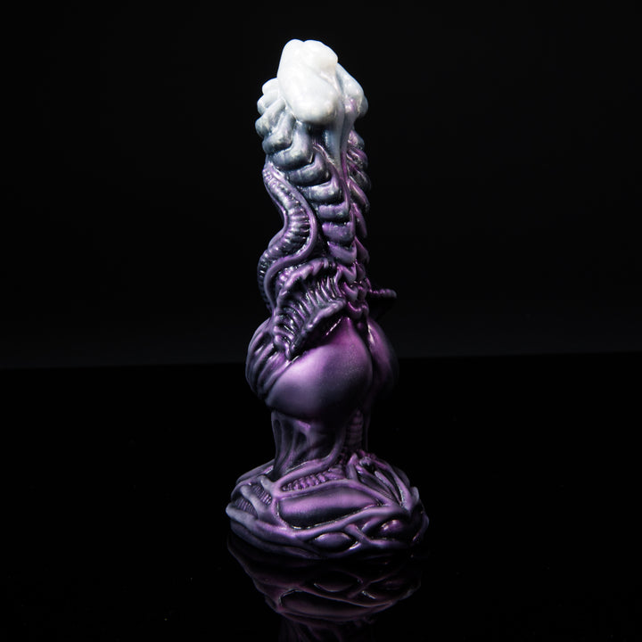 Xenomorph Themed Ribbed Dildo in purple and white highlight